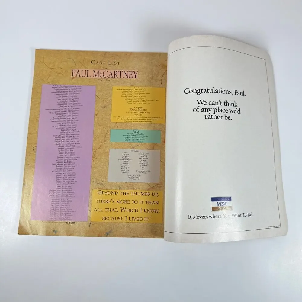Paul McCartney 1989 World Tour Concert Program Book